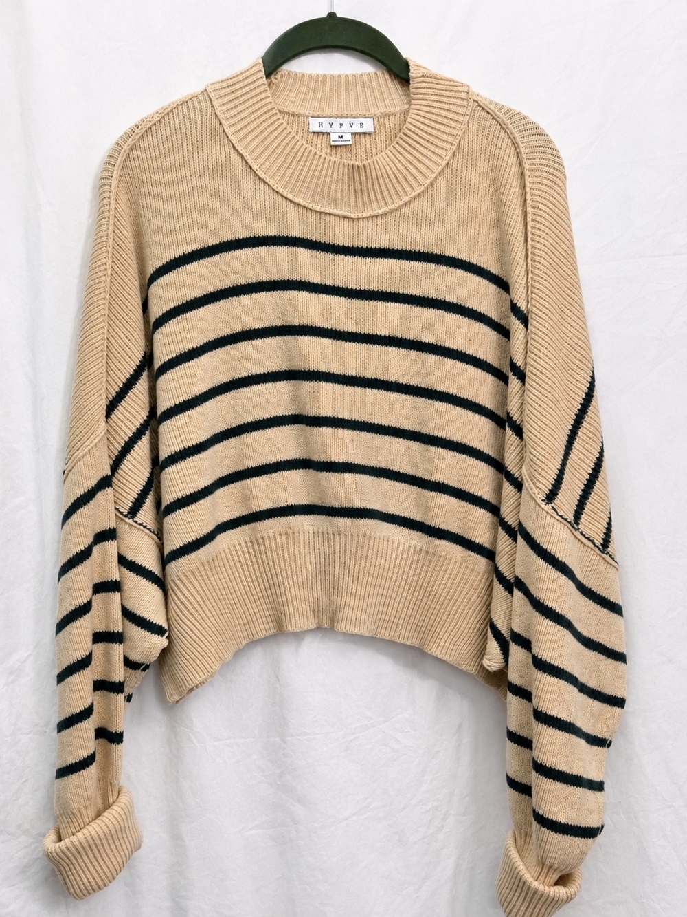 HYFVE Beige Striped Oversized Knit Sweater Size M